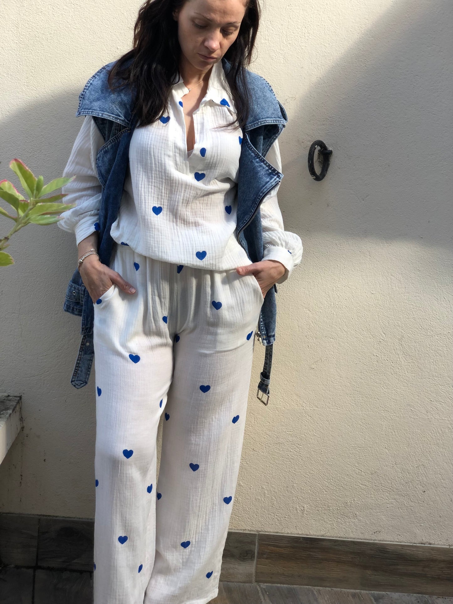 Pantalon cœur gaze de coton