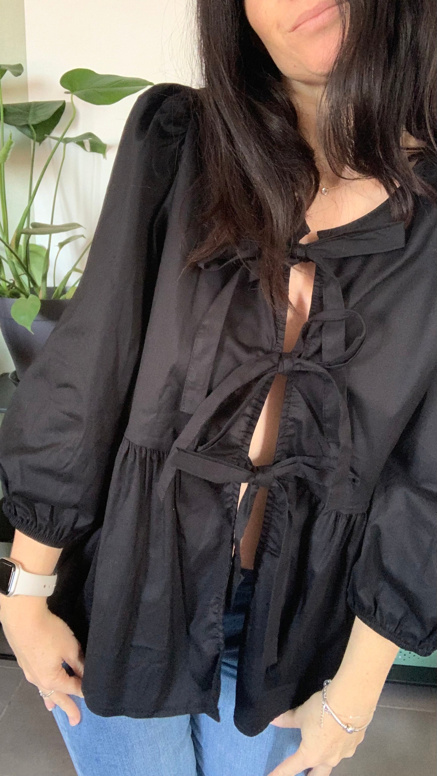 Blouse à nœuds Noir